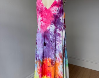 Damen S-M Galaxy Regenbogen Schürzenkleid verstellbare Träger an Schulter und Taille