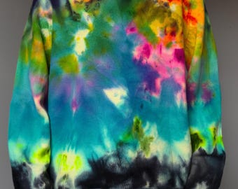 Herren L schwarzer Regenbogen-Pullover mit V-Ausschnitt