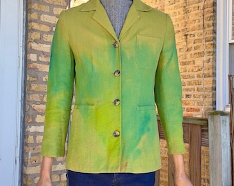 Damen S Blazer Upcycled Coat Dyed Jacke Medium Leinen