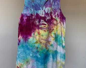 Frauen M Galaxy Regenbogen Kleid Leinen Slip On Tunika