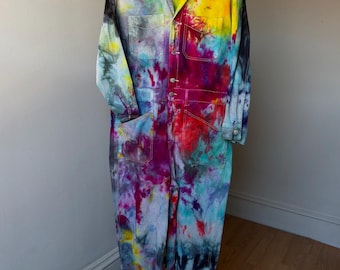 Damen 16 schwarz Regenbogen Overalls Baumwolle Langarm Overall Romper