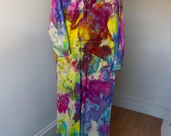 Damen 14 Regenbogen Overalls Baumwolle Langarm Overall Romper