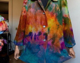 XL-XXL Graue Wolle Dark Rainbow Peacoat Jacke