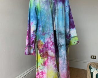 Tie Dye Men’s Women’s XXL Galaxy Rainbow Robe Belted Open Front Cotton Beach Wear