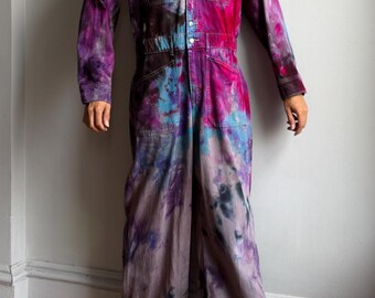 Damen 14 XL-L Dark Galaxy Regenbogen Overalls Langarm Baumwoll-Strampler Arbeitskleidung