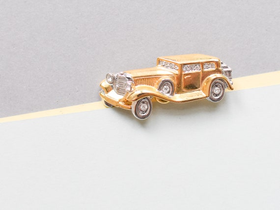 Ford Model T vehicle. 1960/'s pave rhinestone car brooch touring car automobile clear and black rhinestones