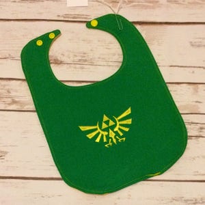 Zelda Baby Bib: Embroidered Crest, Personalized Handmade Bib