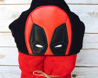 Dead Pool Hooded Towel, Dead Pool Towel Set, Deadpool Bath Towel, Hooded Bath Towel, Dead Pool Pool Towel, Large Deadpool Hooded Towel Set