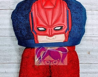 Captain Marvel Hooded Towel, Superhero Hooded Towel, Personalized Hooded Towel, Avengers Hooded Towel, Large Hooded Towel, Captain Marvel