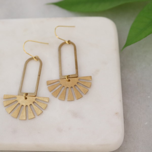 Brass Statement sun earrings, Gold earrings, UK earrings, Handmade earrings, Sun earrings