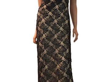 Vintage lace Lawrence Kazar beaded evening gown size small