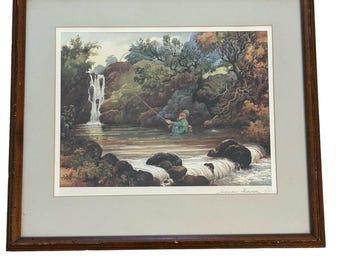 Rare Hand  Signed And Numbered Norman Thelwell Lithograph “During The Rise” Framed 17 1/2 x 15 inches