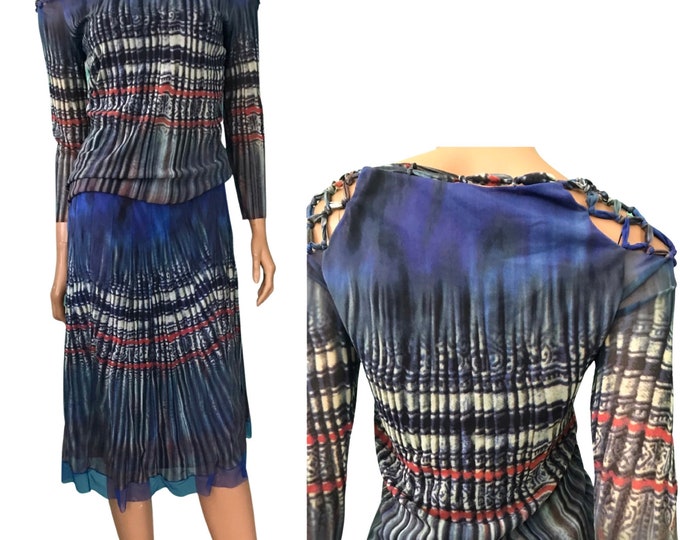 Rare vintage 90’s Vivienne Tam black label nylon mesh skirt set