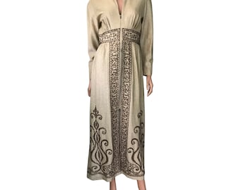 Vintage Glamorous 70’s sparkly gold dress and pant set. Brown and gold glitter embellishments.