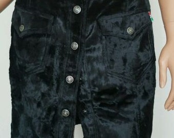 RARE Vintage Moschino faux fur/velvet snap front mini skirt 32" waist