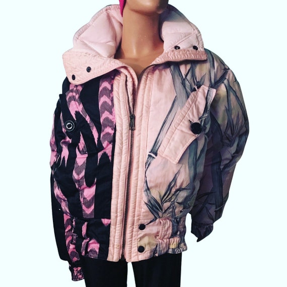 Veste Doudoune Designer Jet Set Rare - Capuche à Fourrure - Couleur Dégradé Rose/Orange - Taille US0/UK4 - Occasion Excellente