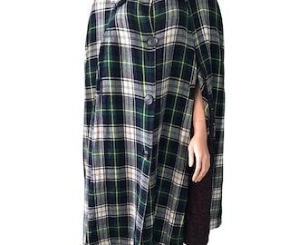 Vintage 60s plaid wool long cape