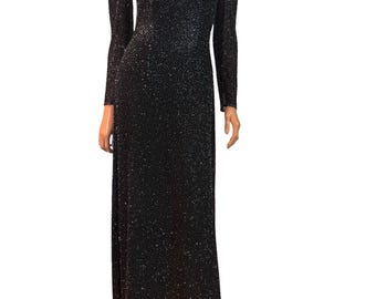 Heavily glass beaded vintage Sean collection silk evening gown size small