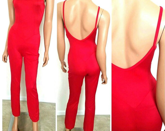 Vintage Red Spandex Jumpsuit Size Small/medium Etsy