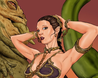 Star Wars Slave Leia Fan Art Print by Doc Vaughn Art