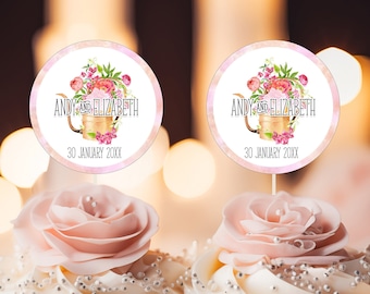 Printable Wedding Favor Tags, Wedding Cupcake toppers Wedding Stickers, Wedding Invite Sticker Seals