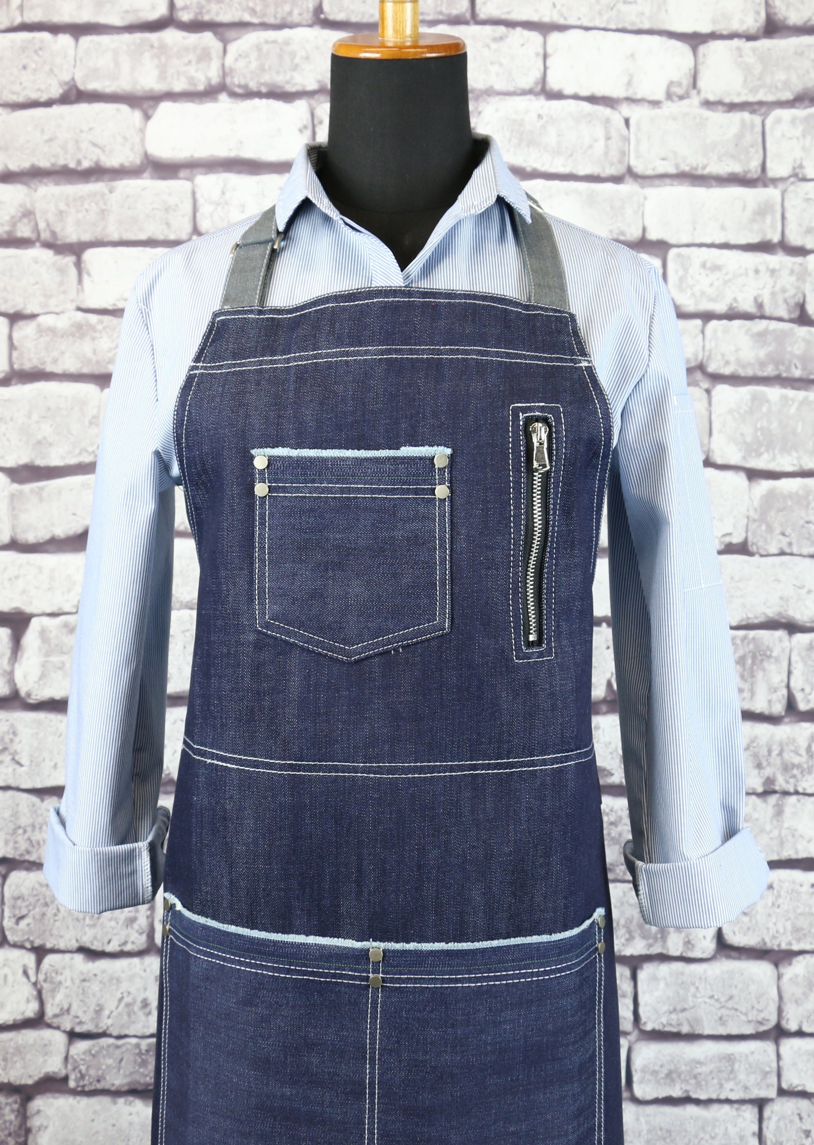 BLUE Premium Denim Apron Bartender Apron Barista Apron Etsy