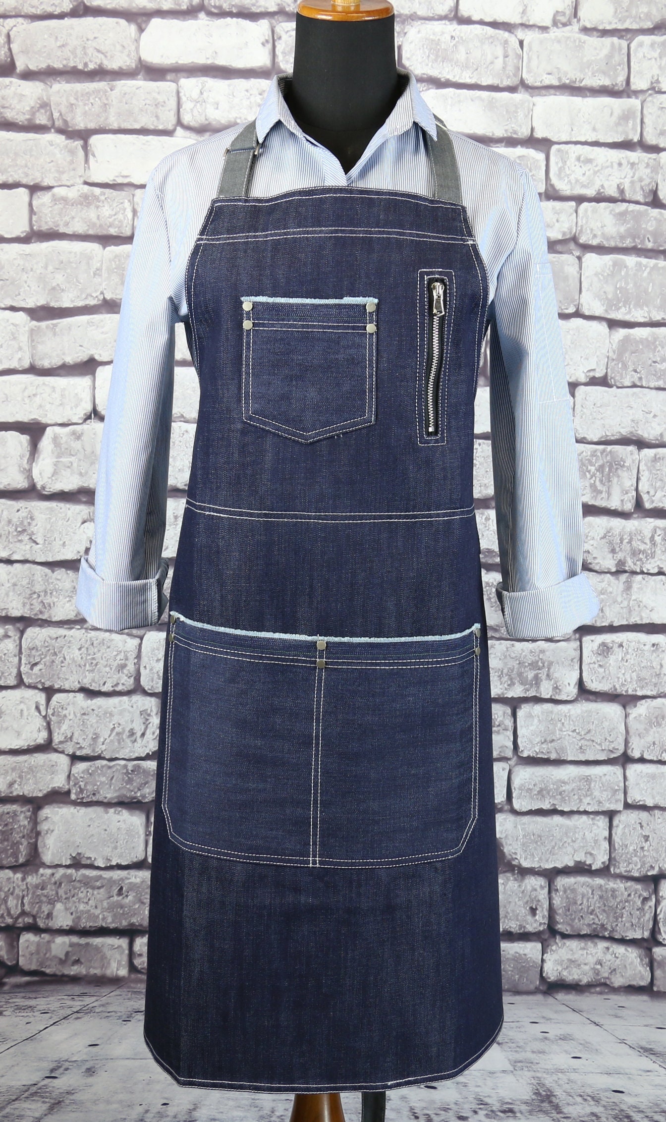BLUE Premium Denim Apron Bartender Apron Barista Apron Etsy