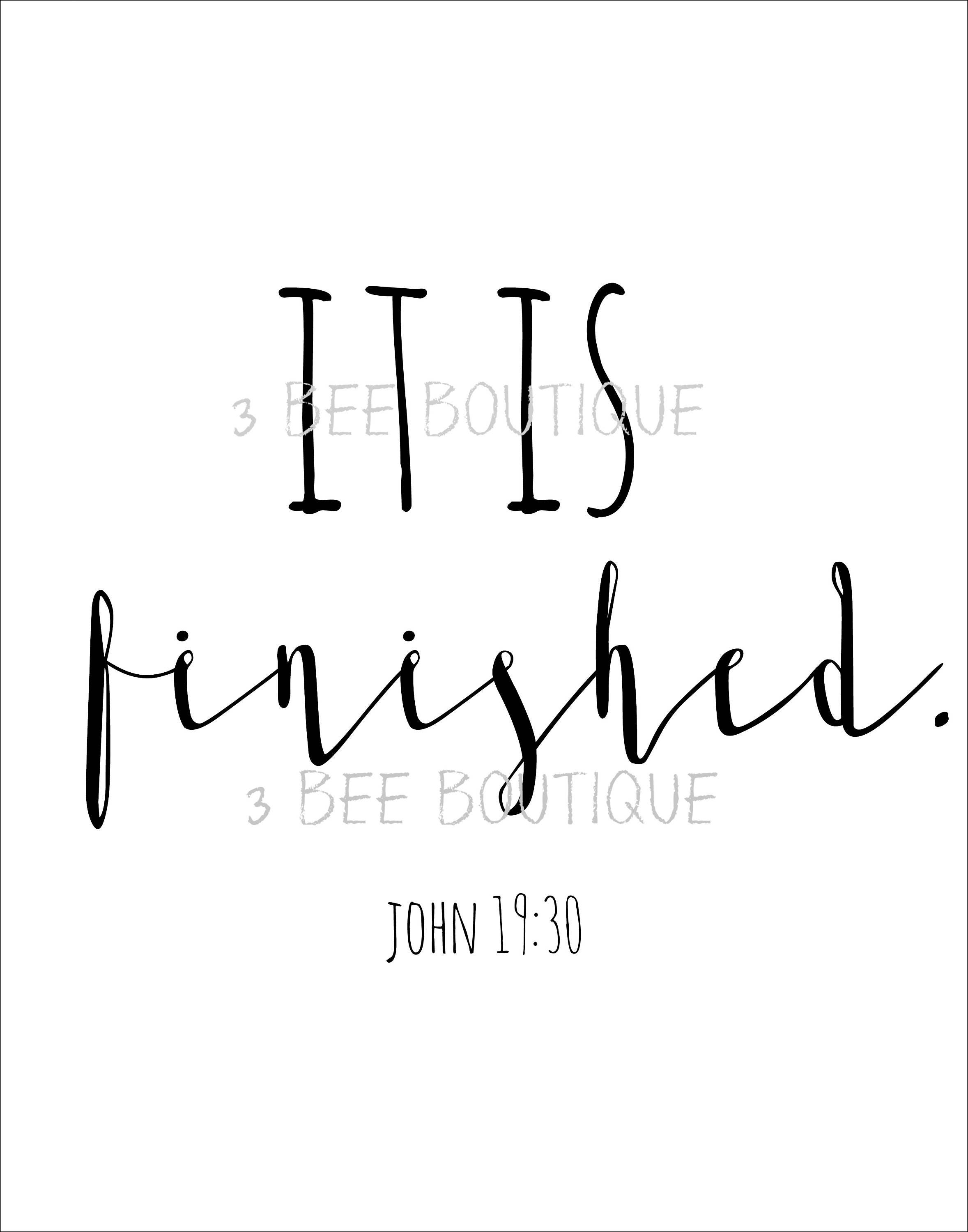 It is finished John 1930 Quote bible verse verses gift Good Etsy