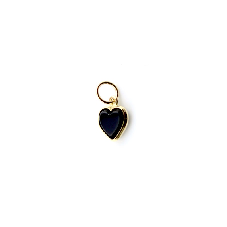 Black Onyx Beveled Charm Pendant Set In 14K Solid Gold...