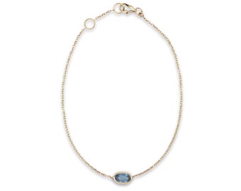 Solid 14k Yellow Gold Blue Sapphire Bracelet – Minimalist Gemstone Jewelry