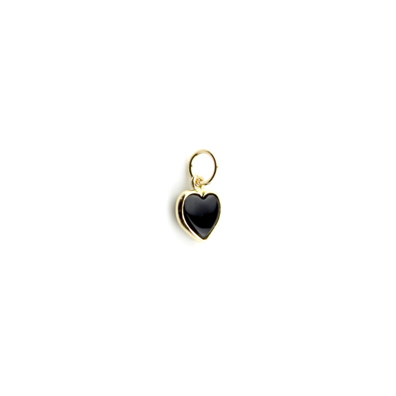 Black Onyx Beveled Charm Pendant Set In 14K Solid Gold...