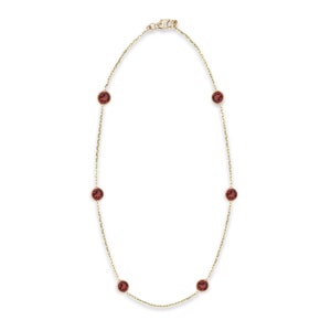 Garnet By The Yard Anklet Set In 14k Solid Yellow Gold...