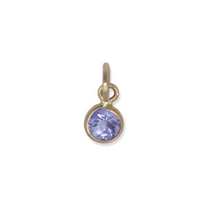 Small Tanzanite Charm / Pendant Set In 14k Solid Yellow Gold...