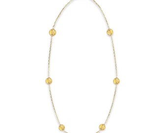 Solid 14k Gold Citrine Anklet, Natural Round Gemstone Jewelry