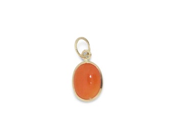 Carnelian Cabochon Charm / Pendant Set In 14k Solid Gold 1.09 Carats