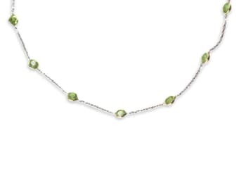 Peridot Station Anklet Set In 14k White Gold...