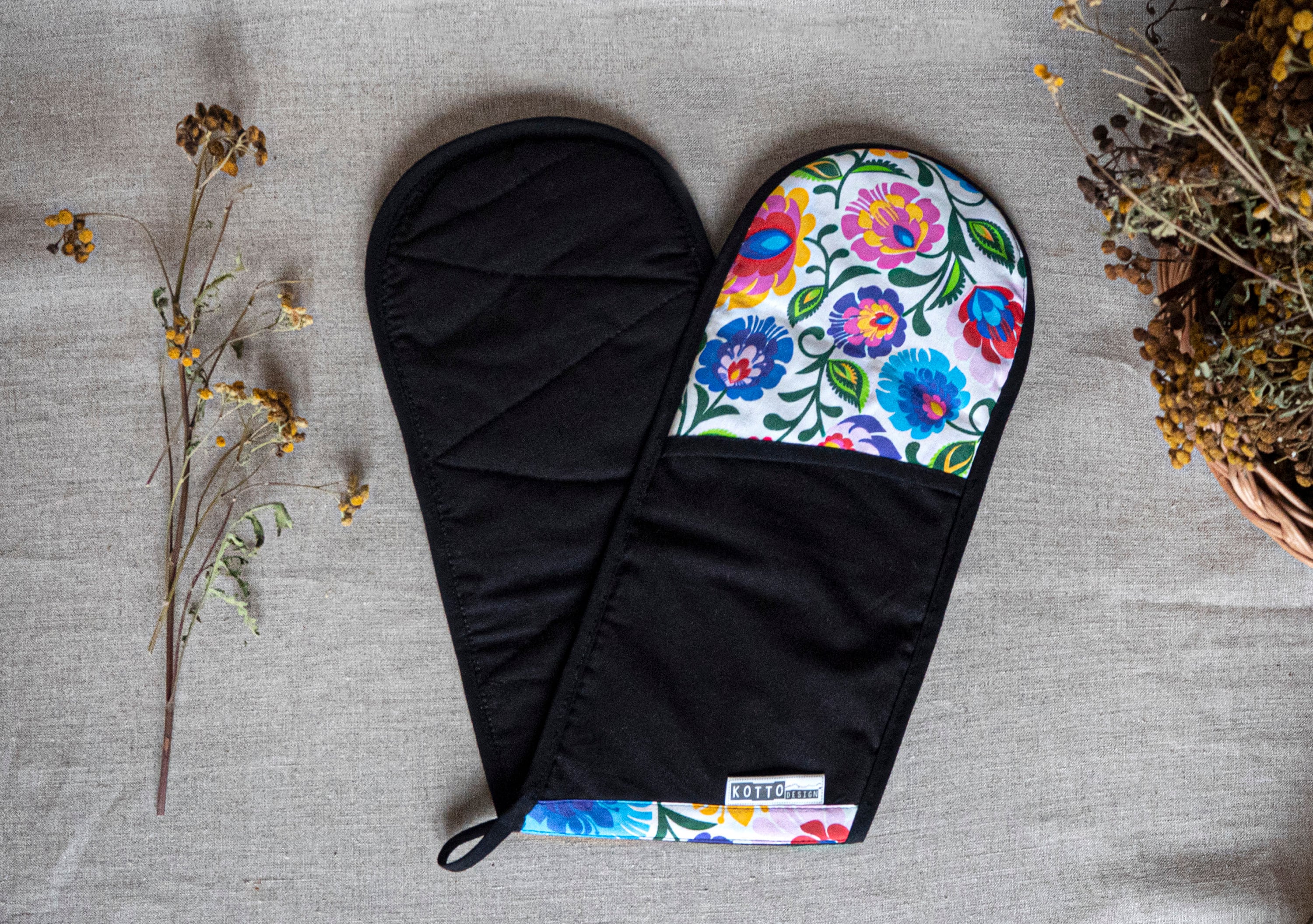 Double Gant de Four - Double Gant Cuisine 100% Handmade Coton et Laine Naturel