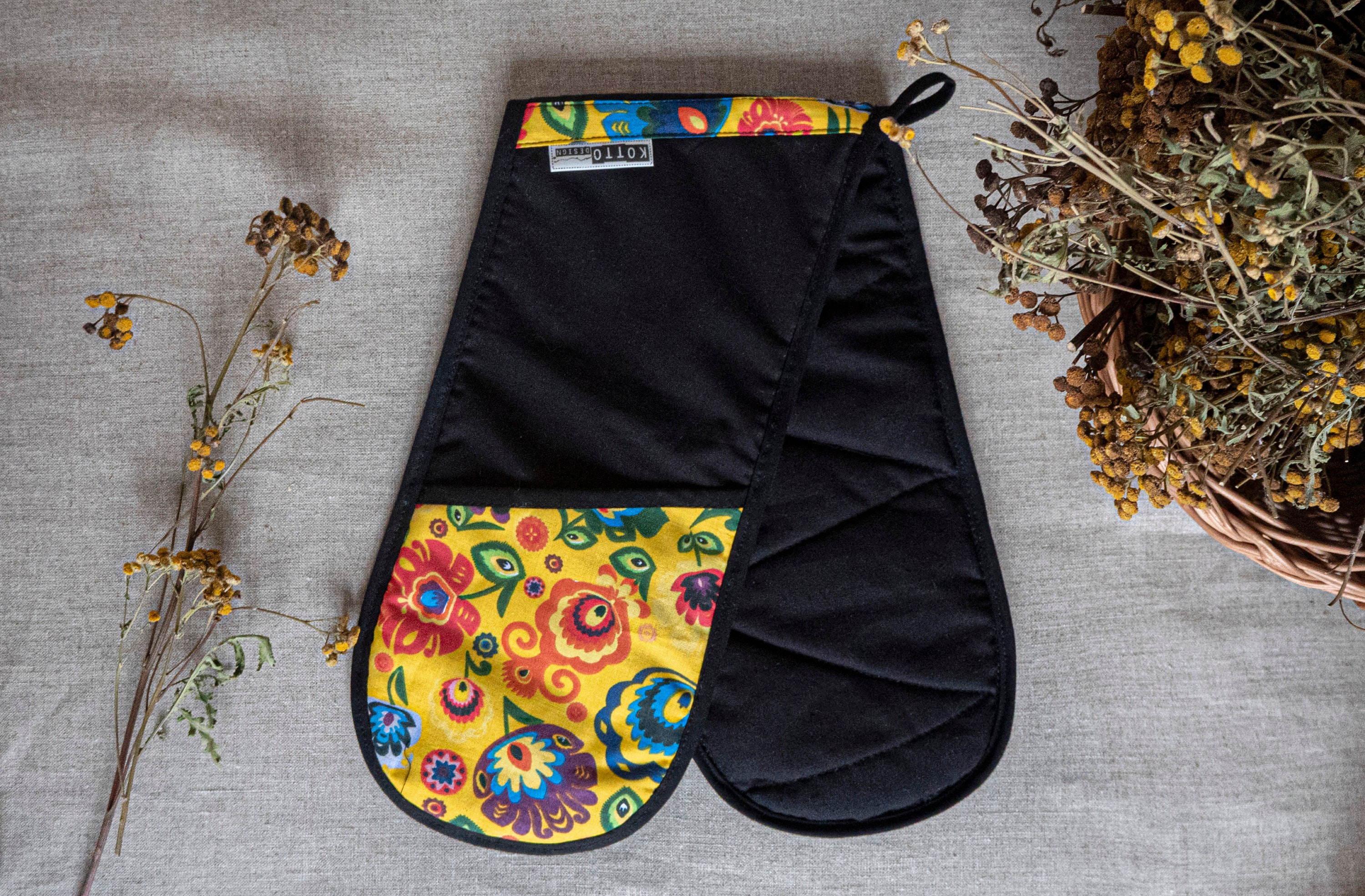 Double Gant de Four - Double Gant Cuisine 100% Handmade Coton et Laine Naturel