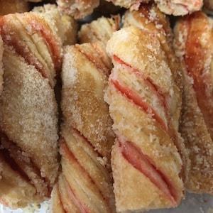 Puff Pastry Dough Cookie Twists with Raspberry filling, .75 lbs
