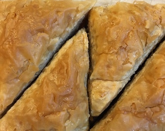 Greek Baklava with walnuts, 4 large triangle pieces