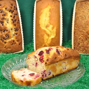 Three Loaf Cakes: Banana Nut, Cranberry, Chocolate Chip
