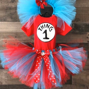 Inspired by Thing 1 or Thing 2 tutu set size newborn 6m 12m 18m 24m 2T 3T 4T 5 6 7 8