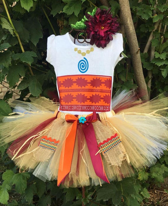 Perfect in Moana Inspired Set Tutu, bodysuit and matching shirt in Size Newborn 1 yr, 2, 3, 4, 5