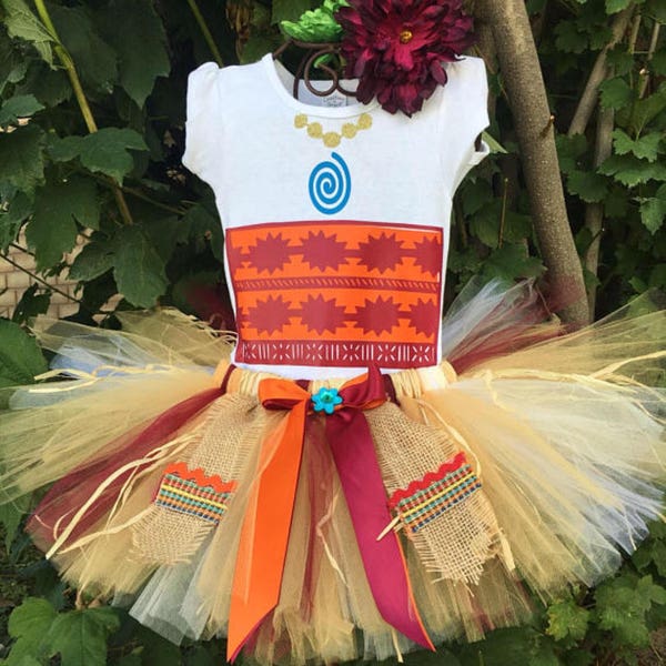 Perfect in Moana Inspired Set Tutu, bodysuit and matching shirt in Size Newborn  1 yr, 2, 3, 4, 5