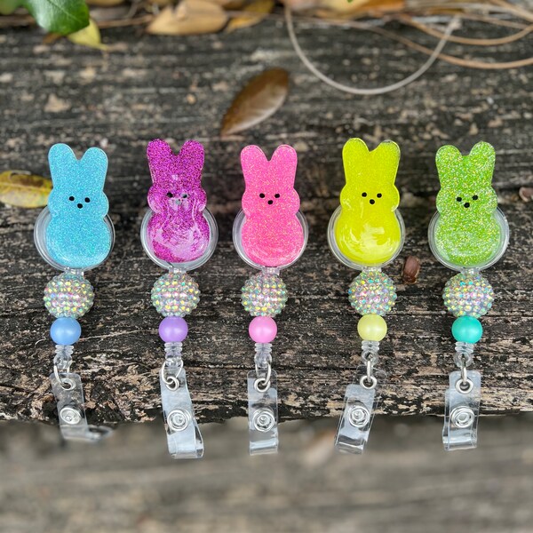 Peeps Badge Reel/Bunny Badge Reel/ Easter Badge Reel/ Nurse Badge Reels/ Beaded Badge Reel/Marshmallow Peep/ Spring Badge Reel,