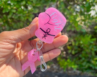Fight Breast Cancer Gloves, Breast cancer Month, Badge reels, ID Holder, Nurse Badge