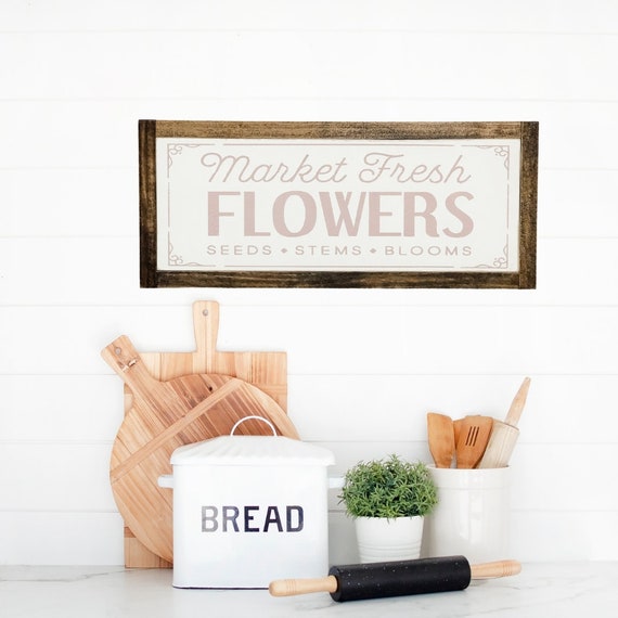 Details about   New "Market Fresh Flowers" Wood White Truck Sign Farmhouse Tier Tray Mom Spring