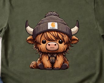 Cute Highland Cow Shirt, Funny Cow T-Shirt, Cozy Animal Graphic Tee, Farm Animal Shirt, Cow Lover