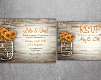 Mason Jar Wedding Invitations Etsy