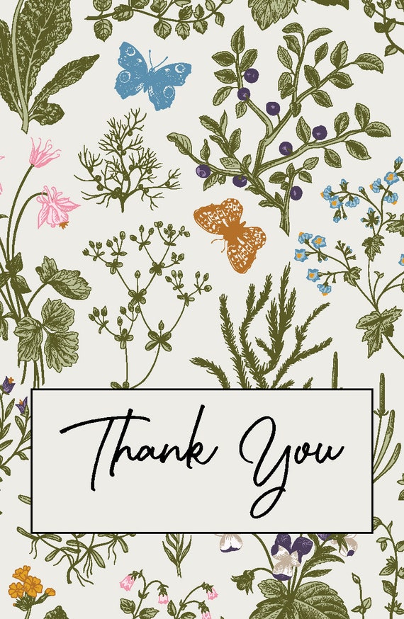 you cards Wedding Details about   Thank Personalised – rustic wild flowers- 							 							show original title boho 